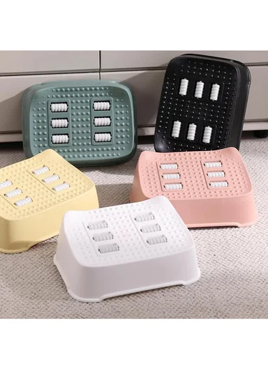Ergonomic Footrest Massage Stool, Anti-Slip Office Foot Support with Rollers (W32 x D23 x H14.5)cm