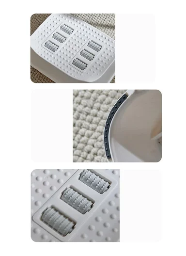 Ergonomic Footrest Massage Stool, Anti-Slip Office Foot Support with Rollers (W32 x D23 x H14.5)cm