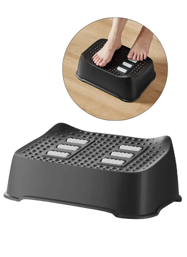 Ergonomic Footrest Massage Stool, Anti-Slip Office Foot Support with Rollers (W32 x D23 x H14.5)cm