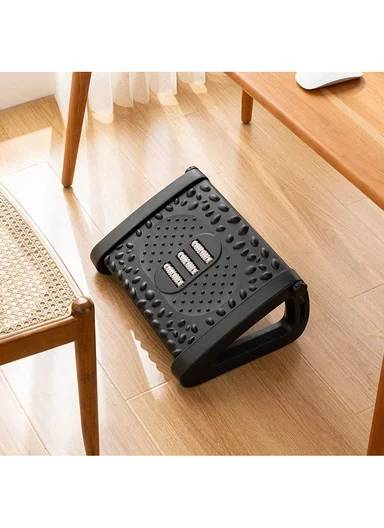 Adjustable Massage Footrest with Rollers, 6-Level Height, Anti-Slip, PP Material (D32 x W42 x H20)cm