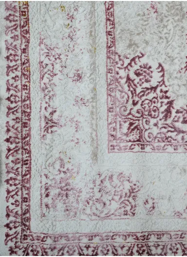 100x200cm Silk Thread Carpet - Beige &amp; Rose