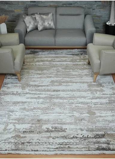 240x340cm Silk Thread Carpet - Beige &amp; Brown