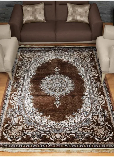 240x340cm Silk Thread Carpet - Brown