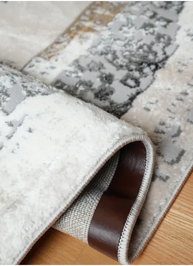 160x230cm Silk Thread Carpet - Beige &amp; Grey