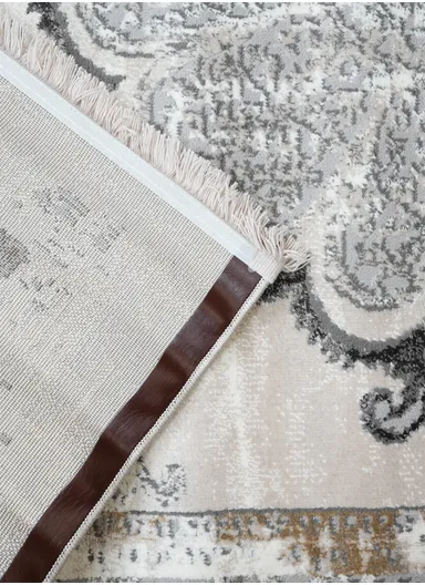 100x200cm Silk Thread Carpet - Beige &amp; Grey