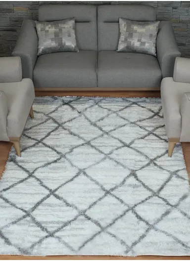 150x200cm Silk Thread Carpet - White &amp; Grey