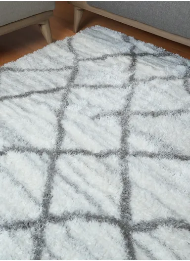 150x200cm Silk Thread Carpet - White &amp; Grey
