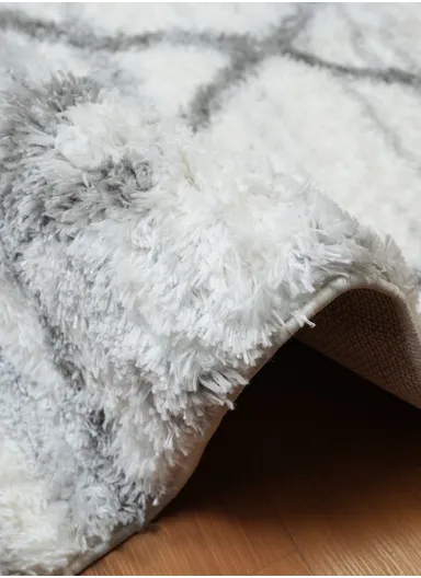 150x200cm Silk Thread Carpet - White &amp; Grey