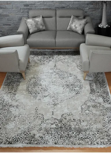 200x280cm Silk Thread Carpet - Beige &amp; Brown