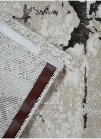 100x300cm Silk Thread Carpet - Beige &amp; Brown