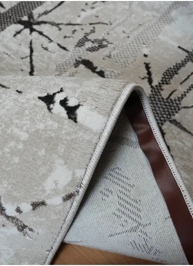 100x200cm Silk Thread Carpet - Beige &amp; Brown