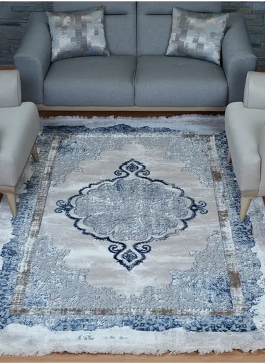 160x230cm Silk Thread Carpet - Blue