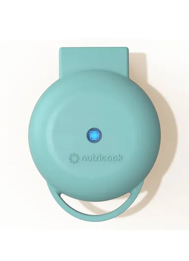 Mini Waffle Maker 350-420W, Healthy Ceramic Coating, Quick Heating, Compact Size - Aqua Marine