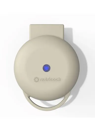 Mini Waffle Maker 350-420W, Healthy Ceramic Coating, Quick Heating, Compact Size - Beige