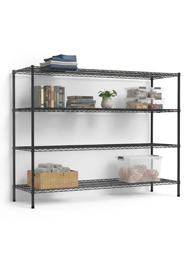 4-Tiers Detachable Storage Rack, Multipurpose Organizer Shelf (W120 x D35 x H200)cm - Black