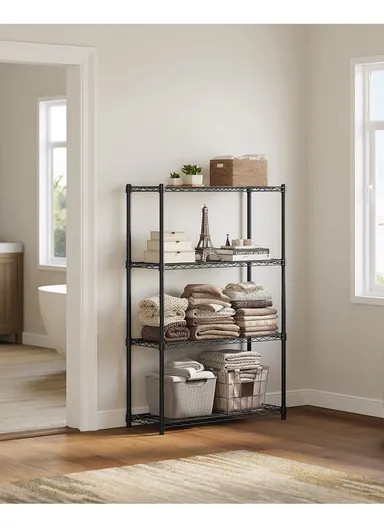 4-Tiers Detachable Storage Rack, Multipurpose Organizer Shelf (W120 x D35 x H200)cm - Black