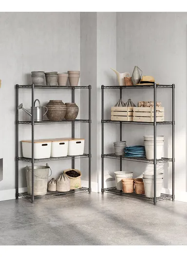 4-Tiers Detachable Storage Rack, Multipurpose Organizer Shelf (W120 x D35 x H200)cm - Black