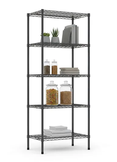 5-Tiers Detachable Storage Rack, Multipurpose Organizer Shelf (W60 x D30 x H200)cm - Black