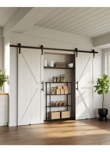 5-Tiers Detachable Storage Rack, Multipurpose Organizer Shelf (W90 x D30 x H200)cm - Black