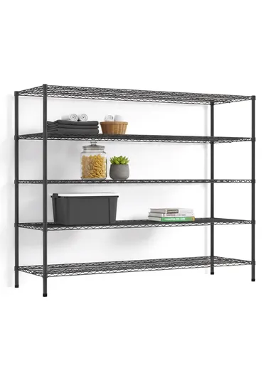 5-Tiers Detachable Storage Rack, Multipurpose Organizer Shelf (W120 x D35 x H200)cm - Black
