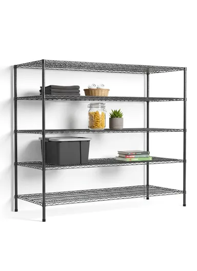 5-Tiers Detachable Storage Rack, Multipurpose Organizer Shelf (W120 x D45 x H200)cm - Black