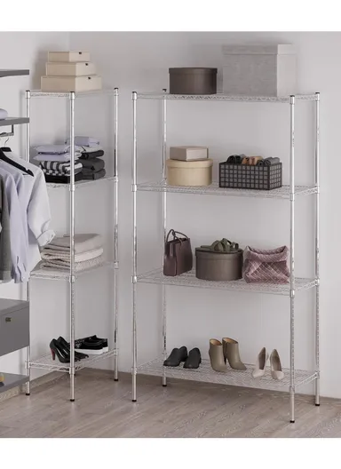 4-Tiers Detachable Storage Rack, Multipurpose Organizer Shelf (W120 x D35 x H200)cm - Chrome