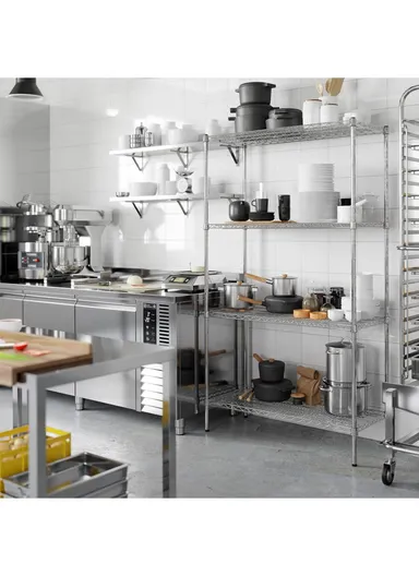 4-Tiers Detachable Storage Rack, Multipurpose Organizer Shelf (W120 x D35 x H200)cm - Chrome