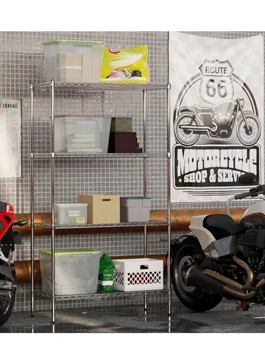 4-Tiers Detachable Storage Rack, Multipurpose Organizer Shelf (W120 x D35 x H200)cm - Chrome