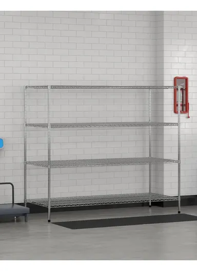 4-Tiers Detachable Storage Rack, Multipurpose Organizer Shelf (W120 x D35 x H200)cm - Chrome