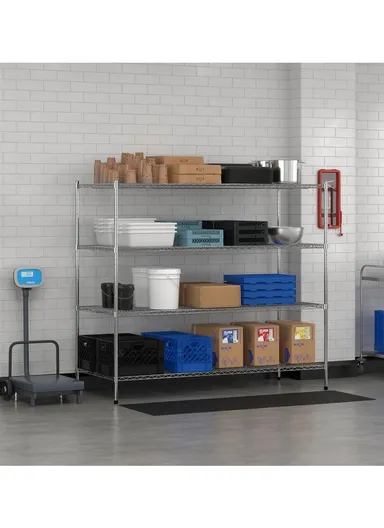 4-Tiers Detachable Storage Rack, Multipurpose Organizer Shelf (W120 x D35 x H200)cm - Chrome