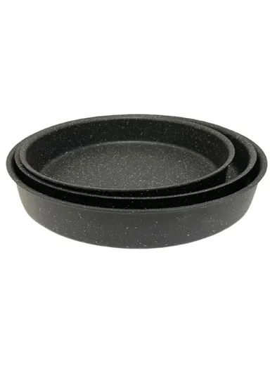 3 Pcs Aluminum &amp; Non-Stick Coating Venus Oven Tray GB1090 - Black