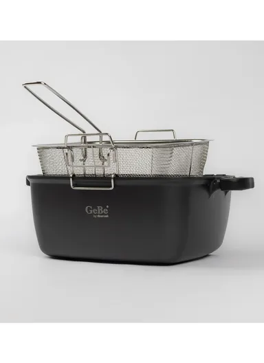 28cm Venus Fryer Pot With a Lid And a Frying Basket GB1014 - Black