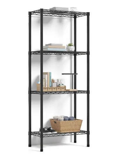4-Tiers Detachable Storage Rack, Multipurpose Organizer Shelf (W60 x D30 x H200)cm - Black