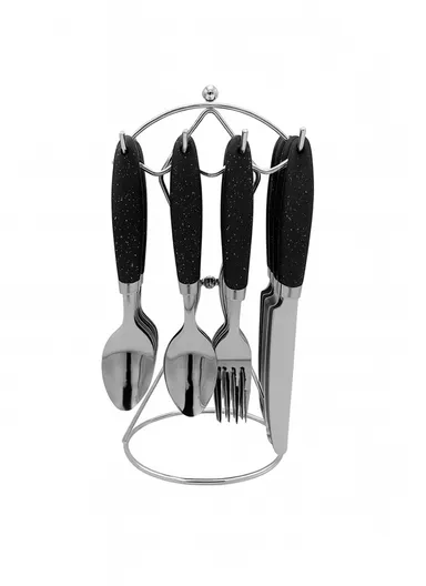 24-piece Stainless Steel Cutlery Set With a Stand ZD171 - Black