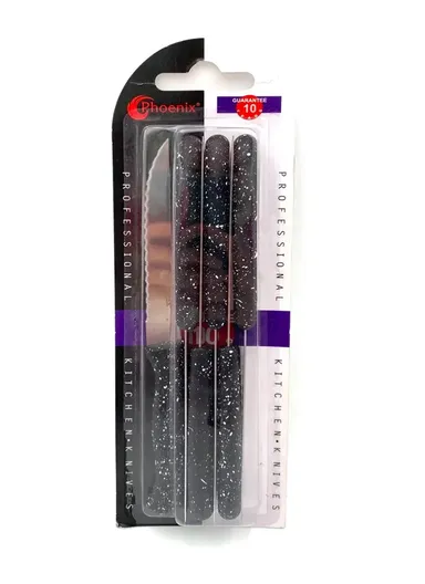 6Pcs 11cm Marble Kitchen knives Simple Design ZD185 - Black