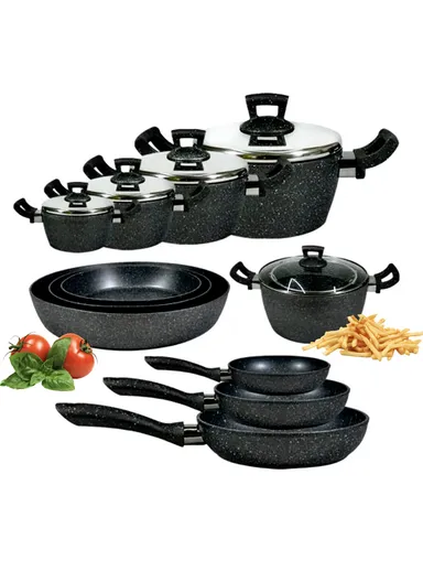 17 Pcs Modern Cookware Set ZD164 - Black