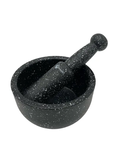 Granite Hand Mortar and Pestle Set Solid Grinder Bowl ZD173 - Black