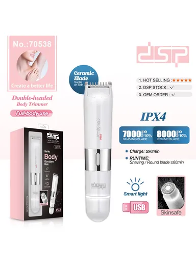 Women’s Dual-Headed Electric Body Trimmer with Ceramic Blades &amp; IPX4 Waterproof Design 70538