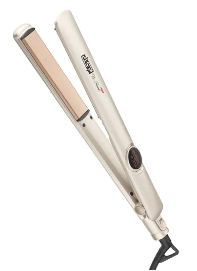 Hair straightener with ceramic-coated aluminium plates, adjustable temperature control, &amp; LCD display 10444 – Beige