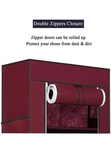7-Tier Non-Woven Zipper Cover Shoe Rack Organizer, Dustproof Adjustable Storage Shoe Organizer HCX-B7 (W60 x D30 x H125)cm - Grey