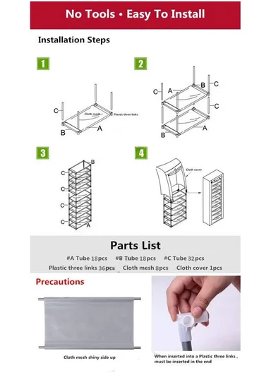 7-Tier Non-Woven Zipper Cover Shoe Rack Organizer, Dustproof Adjustable Storage Shoe Organizer HCX-B7 (W60 x D30 x H125)cm - Grey