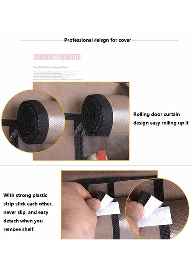 7-Tier Non-Woven Zipper Cover Shoe Rack Organizer, Dustproof Adjustable Storage Shoe Organizer HCX-B7 (W60 x D30 x H125)cm - Grey