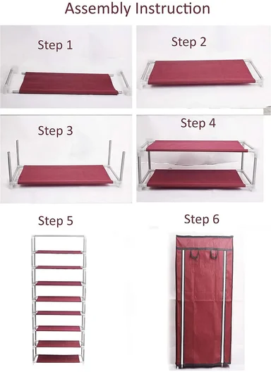 7-Tier Non-Woven Zipper Cover Shoe Rack Organizer, Dustproof Adjustable Storage Shoe Organizer HCX-B7 (W60 x D30 x H125)cm - Grey