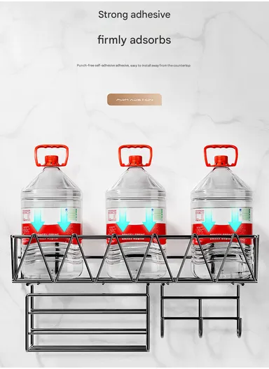 Wall-Mount Bathroom Shelf, Geometric Wire Pattern Iron Shampoo &amp; Accessory Rack with Tissue Holder &amp; Hooks - Black