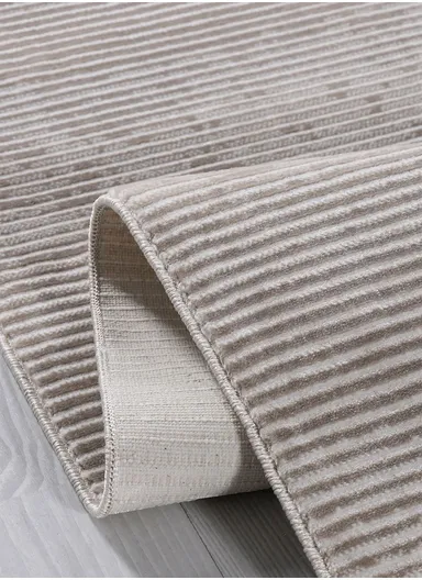 160x230cm Modern Ribbed Textured Area Rug Soft Low-Pile Floor Carpet in Neutral Beige Tone Nevy NV001
