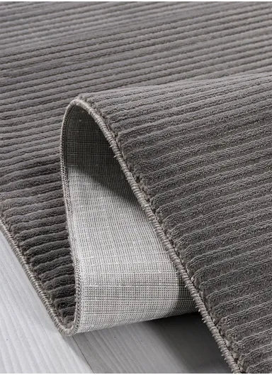 200x290cm Modern Ribbed Textured Area Rug Soft Low-Pile Floor Carpet in Anthracite Tone Nevy NV002
