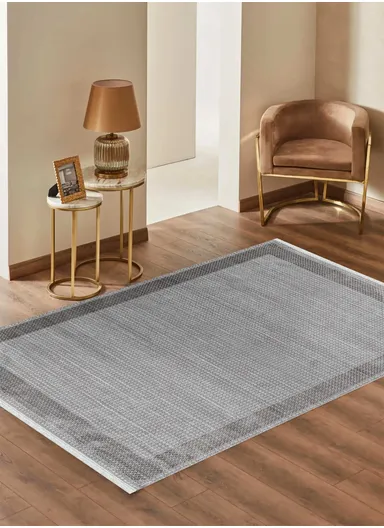 160x230cm Modern Ribbed Textured Area Rug Soft Low-Pile Floor Carpet in Neutral Grey Tone Nevy NV007