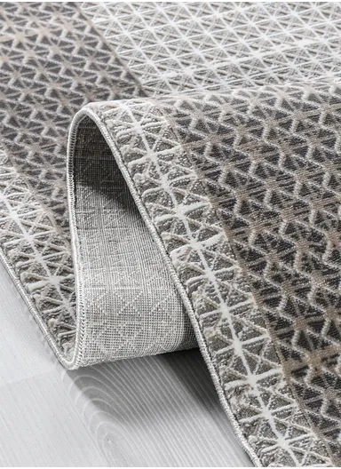 200x290cm Modern Ribbed Textured Area Rug Soft Low-Pile Floor Carpet in Neutral Grey Tone Nevy NV007