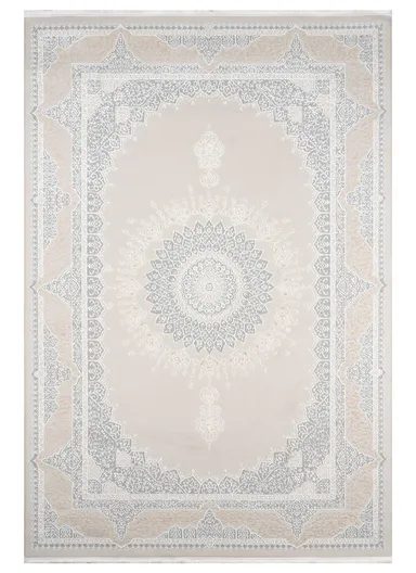 100x200cm Soft Textured Classic Two-Tone Carpet, Machine-Woven Beige &amp; Grey Rug Vavien 1374