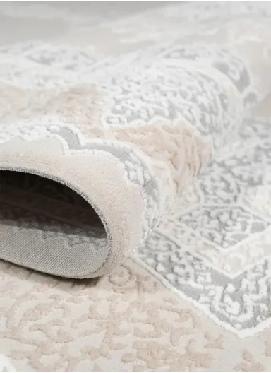 200x290cm Soft Textured Classic Two-Tone Carpet, Machine-Woven Beige &amp; Grey Rug Vavien 1374